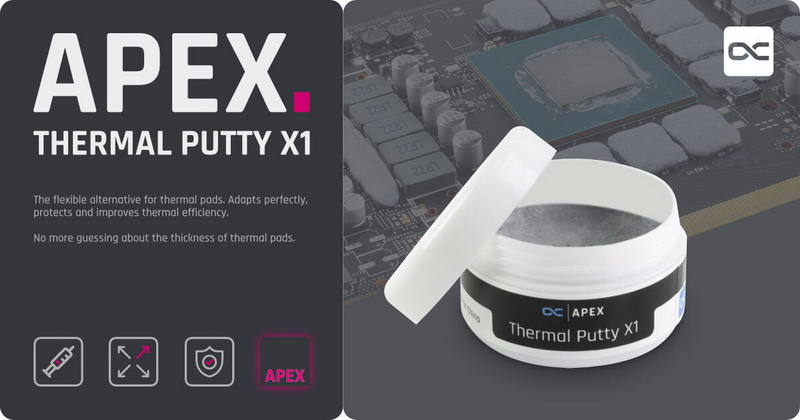 Alphacool đã ra mắt một loại đệm nhiệt lỏng mới – Apex Thermal Putty X1