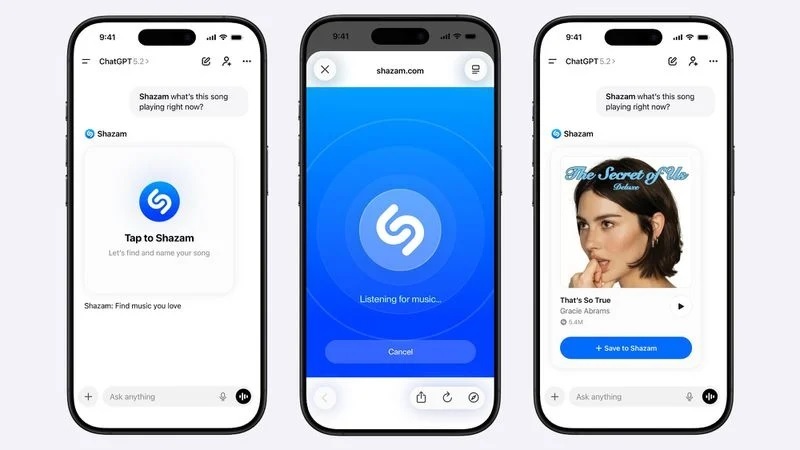 ChatGPT giờ đây có thể nhận diện giai điệu nhờ tích hợp Shazam.