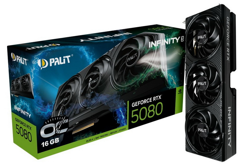 Palit đã giới thiệu GeForce RTX 5080 Infinity 3 không có đèn nền RGB trong cả phiên bản tăng tốc và không có.