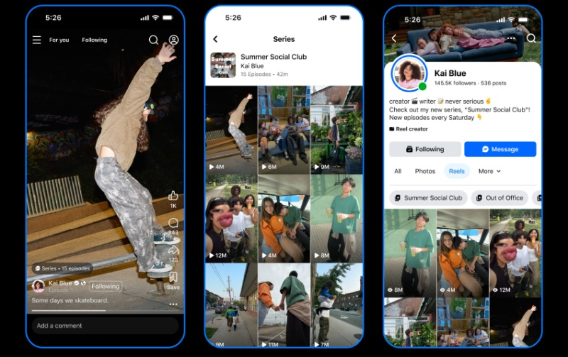 Tại Instagram✴ và Facebook✴ sẽ có tính năng tạo bộ phim truyền hình từ Reels thông qua chức năng “Series”.