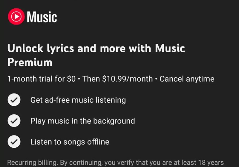 Google đã ẩn lời bài hát trong YouTube Music cho người dùng miễn phí