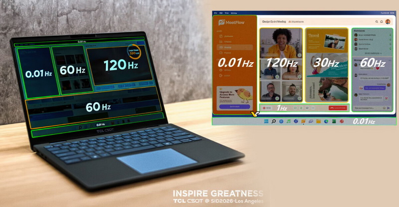 TCL CSOT đã giới thiệu màn hình laptop hỗ trợ tần số đồng thời từ 0,01 đến 120 Hz.