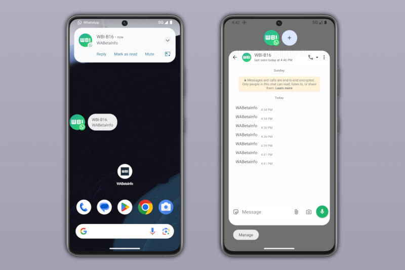WhatsApp trên Android sẽ bắt đầu hỗ trợ “bóng bong bóng” – một định dạng hiển thị thông báo hệ thống hiếm gặp